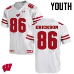 Youth Wisconsin Badgers NCAA #86 Alex Erickson White Authentic Under Armour Stitched College Football Jersey OH31P21VV